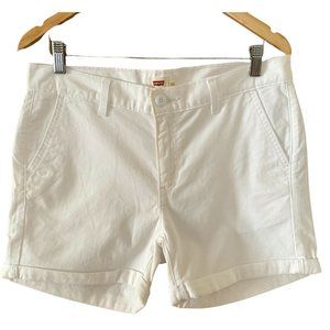 Levi's Women's Classic Chinos Shorts White Color Cuffed Leg Hem Size 30